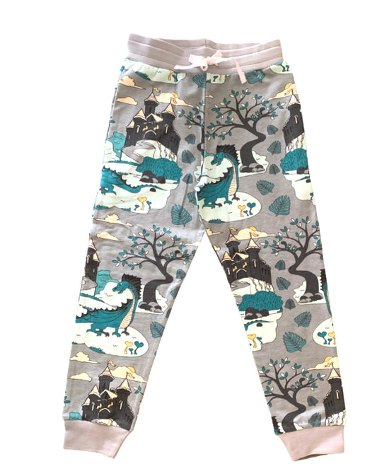 Graue Hose aus Biobaumwolle mit Drache