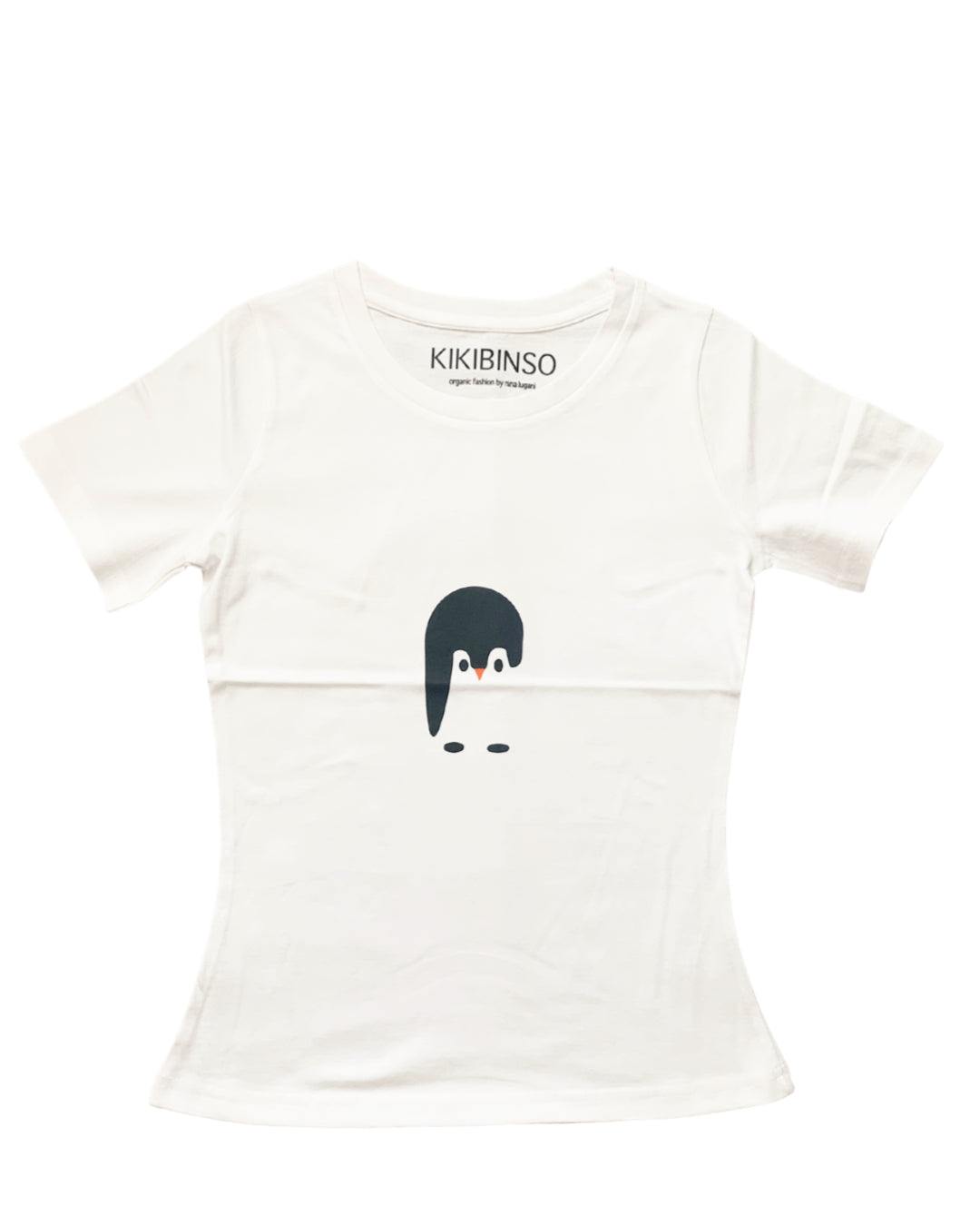 Weißes T-Shirt für Tennager mit Pinguin von KIKIBINSO