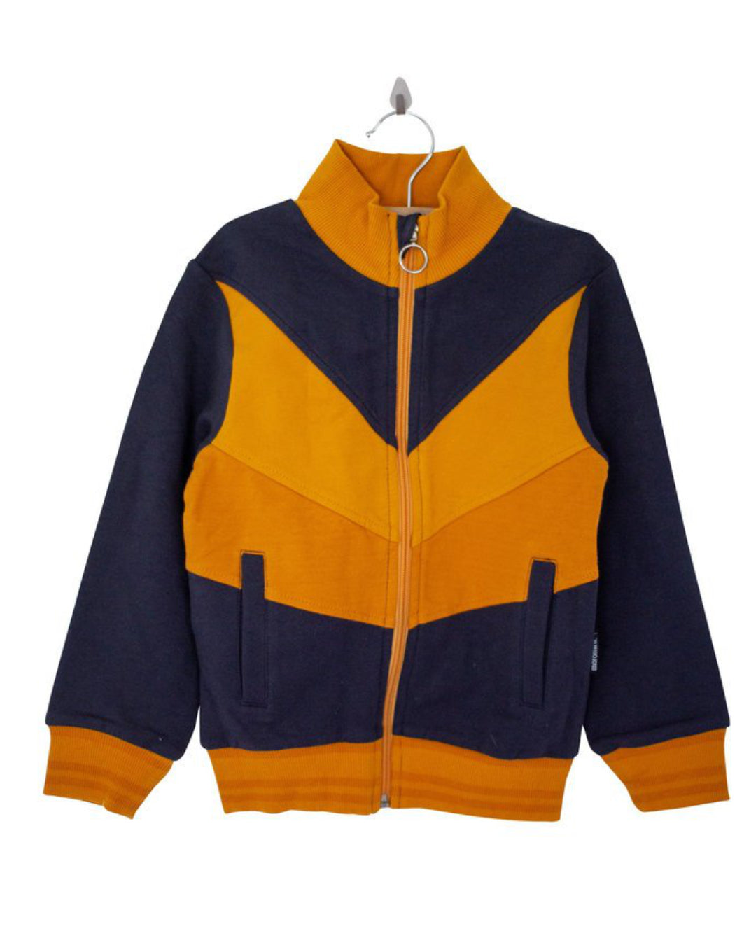 Retro Jacke aus Baumwolle mit Reißverschluss in dunkelblau orange