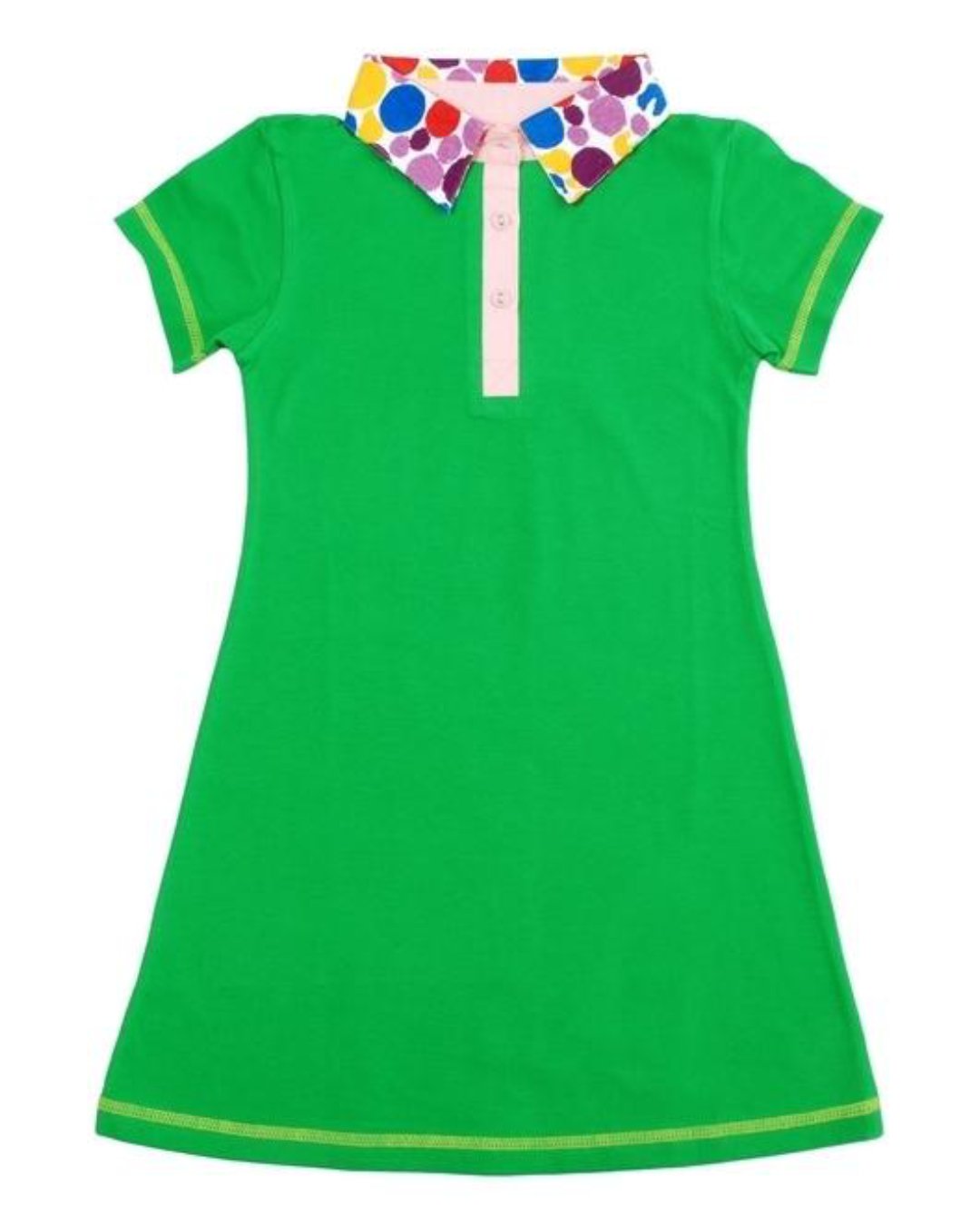 Kurzarm-Kleid in grün mit gepunkteten PoloKragen von DUNS Sweden aus Biobaumwolle bei juicyfashion 