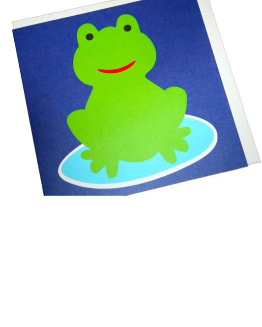 Klappkarten in Blau mit großem Frosch