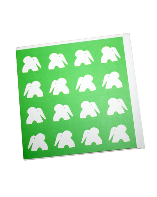 Grüne Grußkarte mit Elefanten