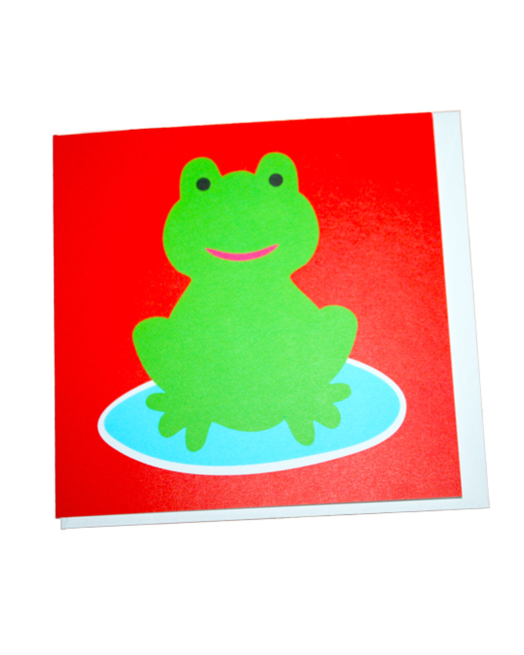 Rote Grußkarte mit grünem Frosch