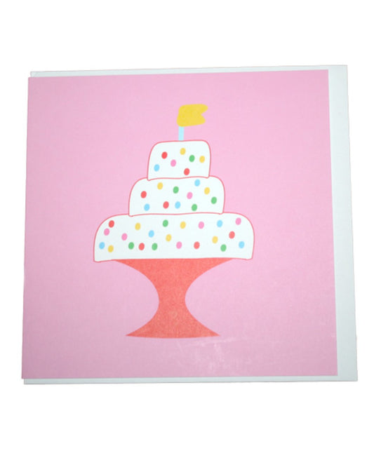 Rosa Klappkarte mit Geburtstagstorte