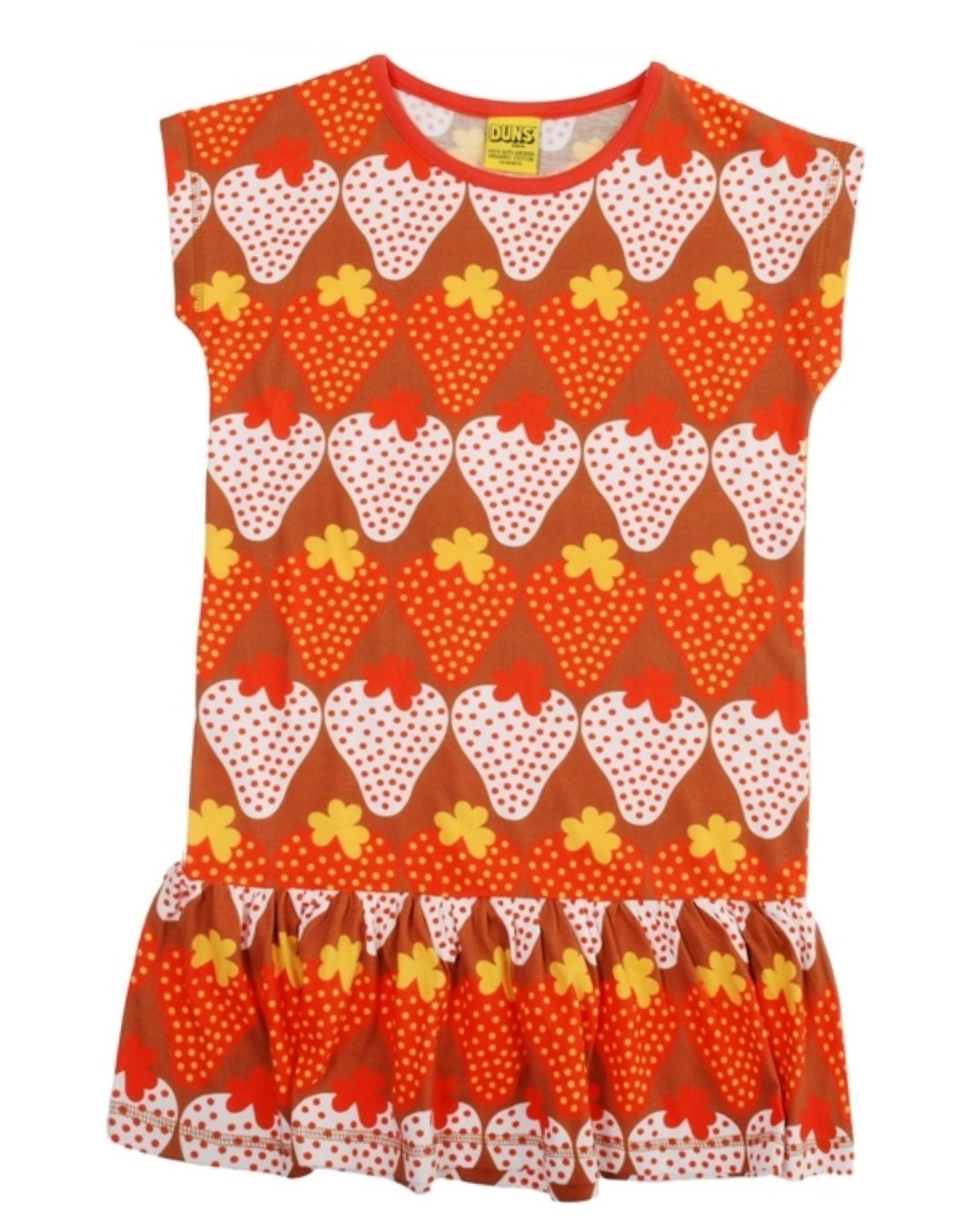 Kurzes Kleid mit Erdbeeren Print aus Biobaumwolle von DUNS Sweden