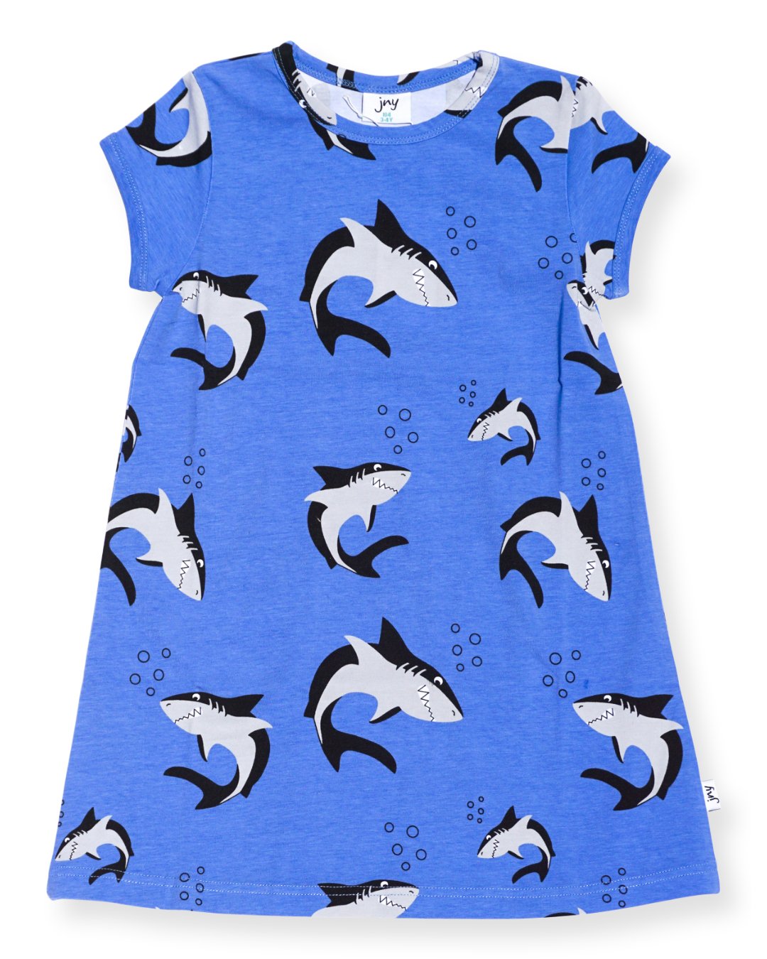 blaues Kleid für Kinder mit Hai von jny aus Biobaumwolle