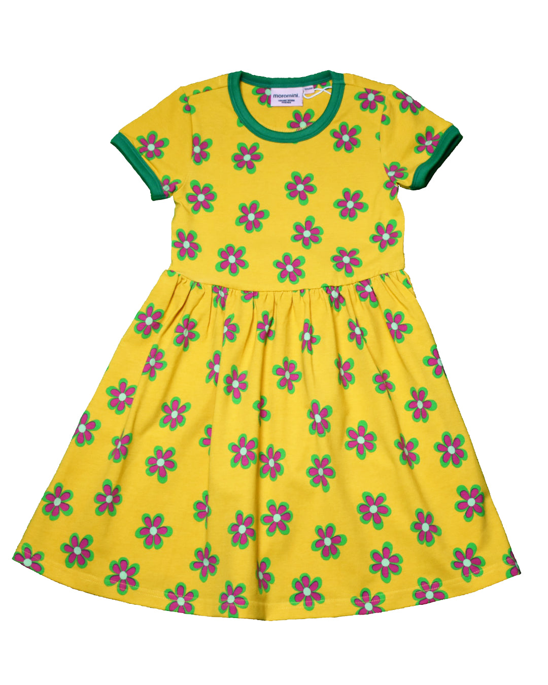 Gelbes kurzarm kleid aus Biobaumwolle - Kinderkleidung von moromini bei Juicy Fashion