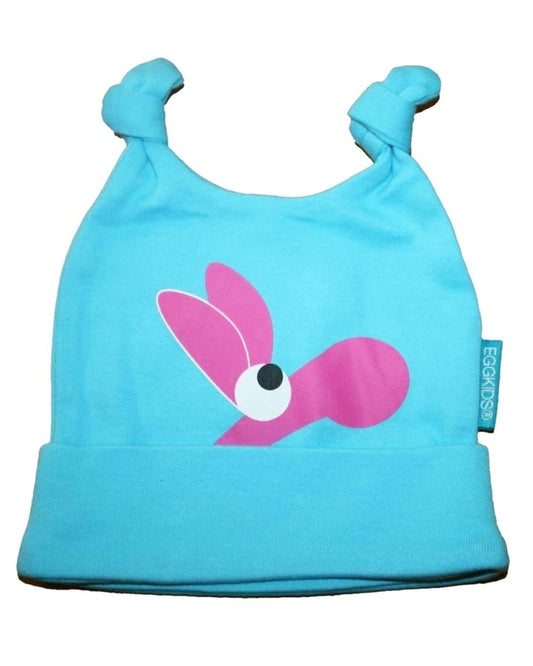 Hellblaue Mütze mit rosa Känguru