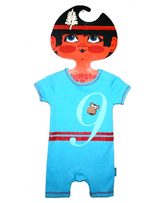 Hellblauer KurzOverall mit 9 und Affen