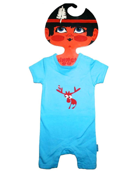 Blauer KurzOverall mit Elch