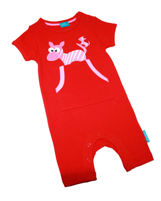 Roter KurzOverall mit rosa Zebra