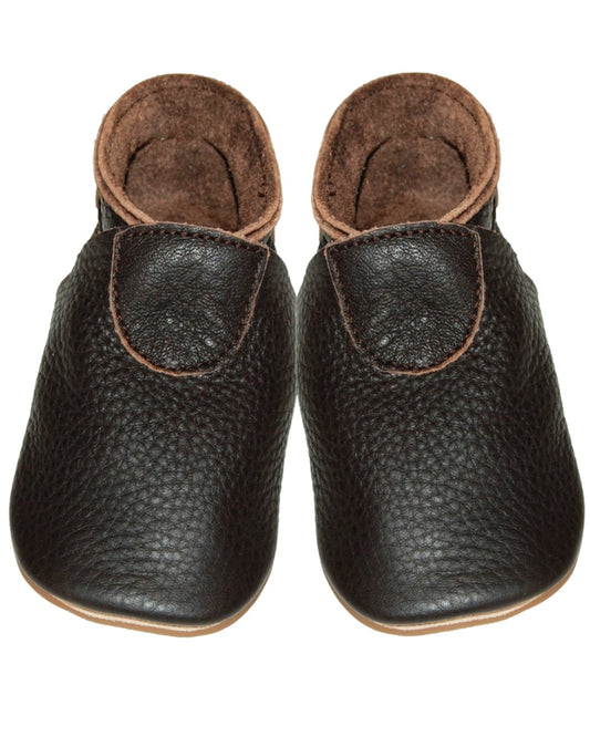 Braune Krabbelschuhe aus Bioleder