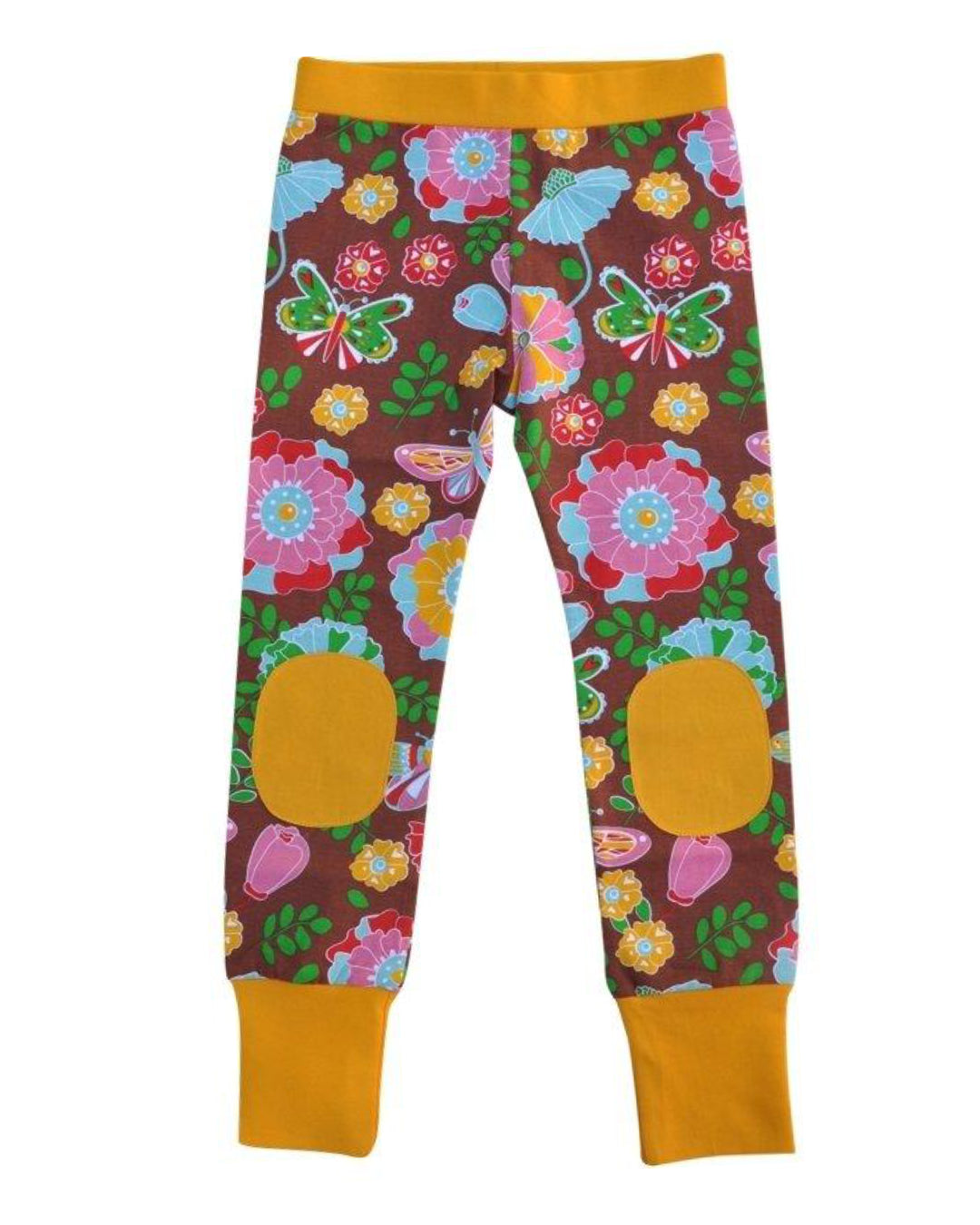 braune Kinder Legging Hose mit Blumenprint von moromini aus bkA BW