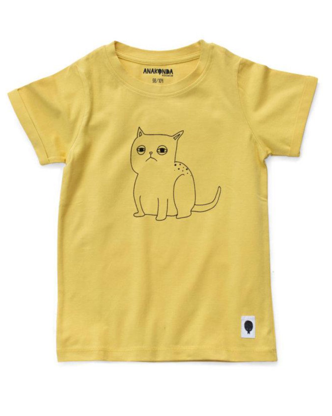 Gelbes T-Shirt aus Biobaumwolle mit KatzenPrint für Kinder
