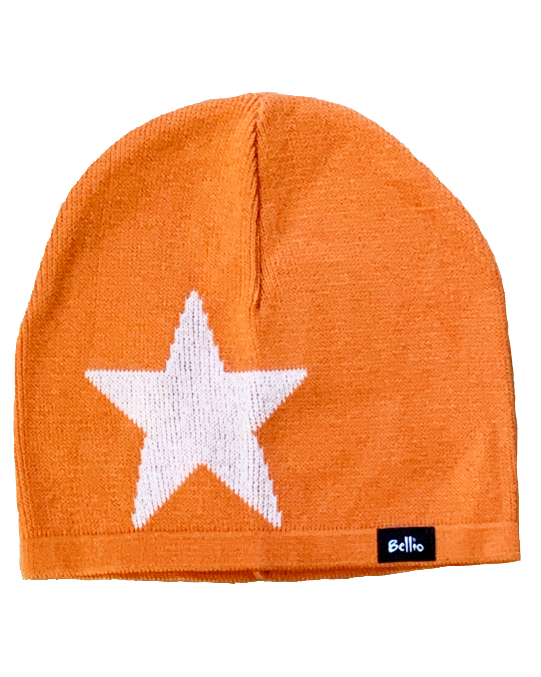 Orange Strickmütze aus Biobaumwolle mit Stern