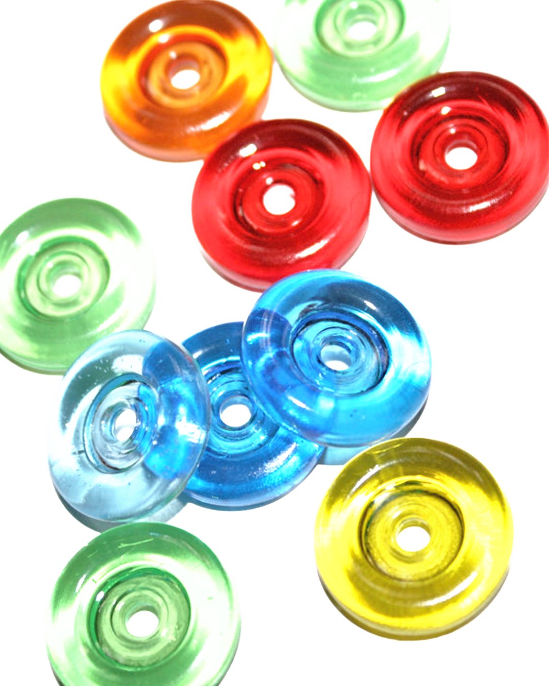 Bunte Knopfperlen zum Fädeln und Spielen aus durchsichtigem Kunststoff