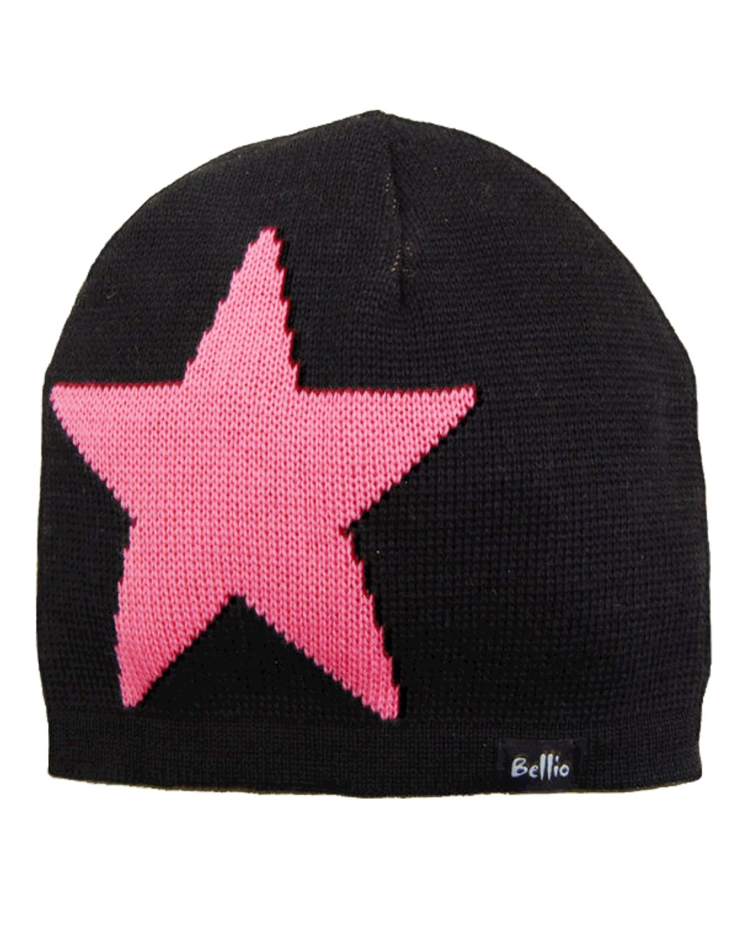 Wollmütze für Kinder in Schwarz mit Stern in PINK