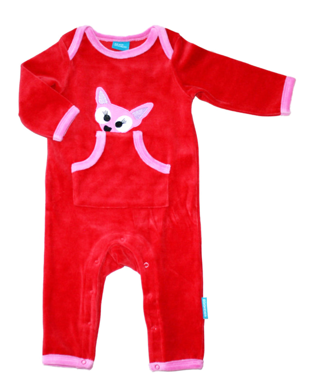 Roter Overall für Babys mit Fuchs