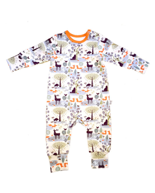 Overall mit Waldtieren Print aus Biobaumwolle