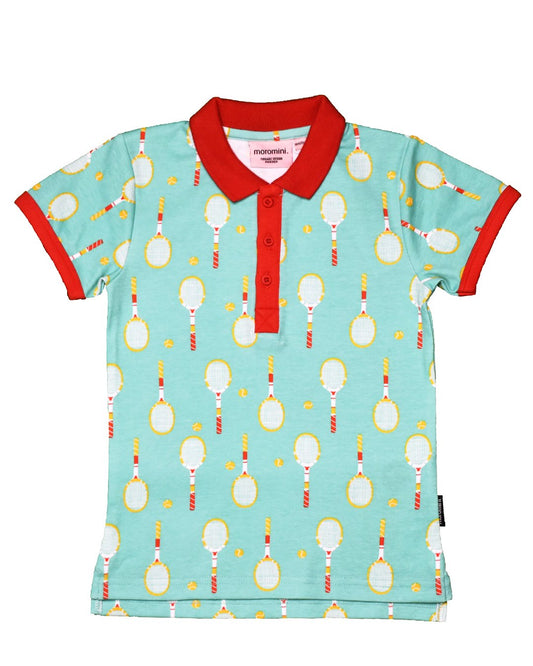 T-Shirt mit Polokragen  mit Tennis Motiv aus Biobaumwolle von moromini