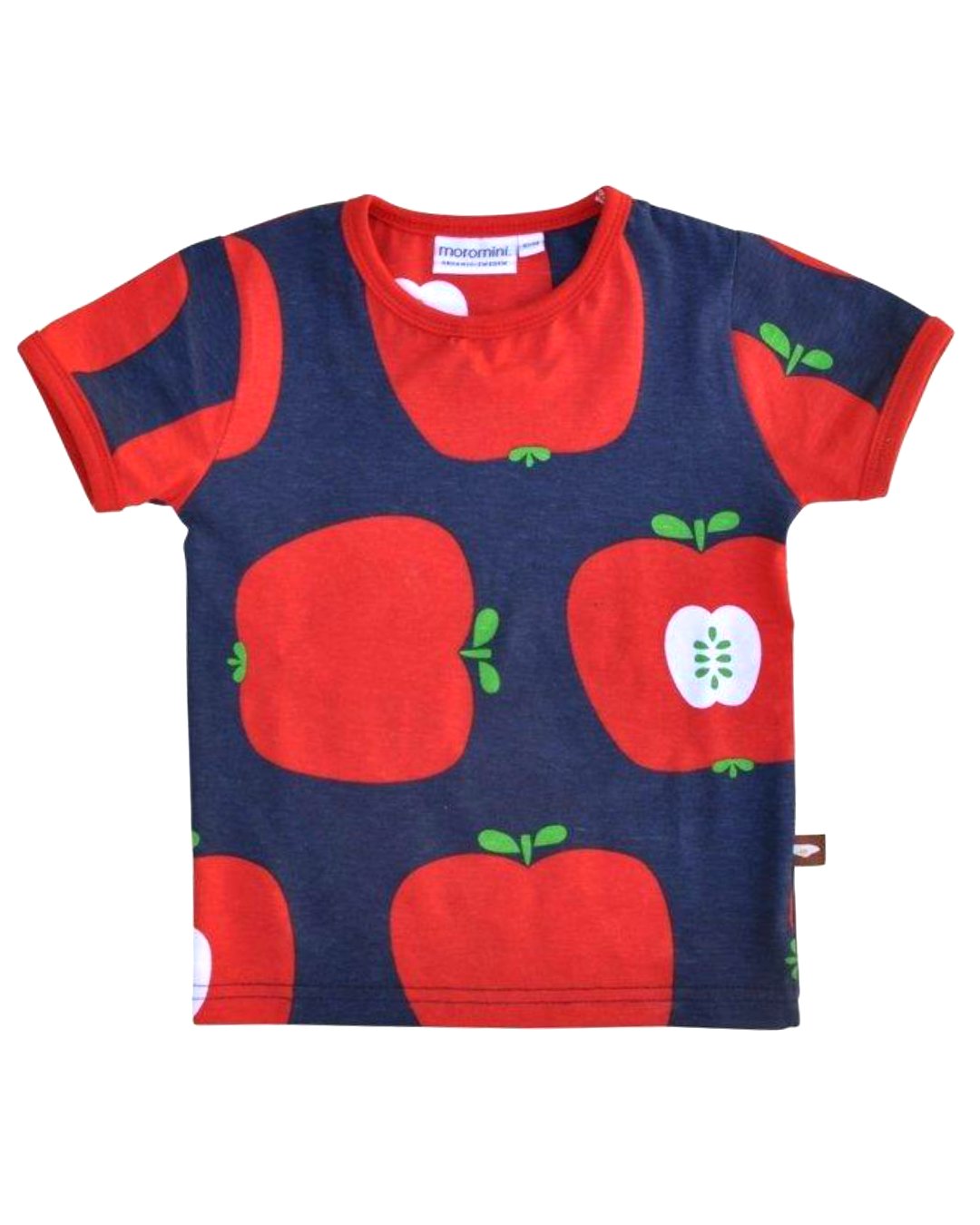 dunkelblaues T-Shirt mir großen roten Äpfeln von moromini für Kinder