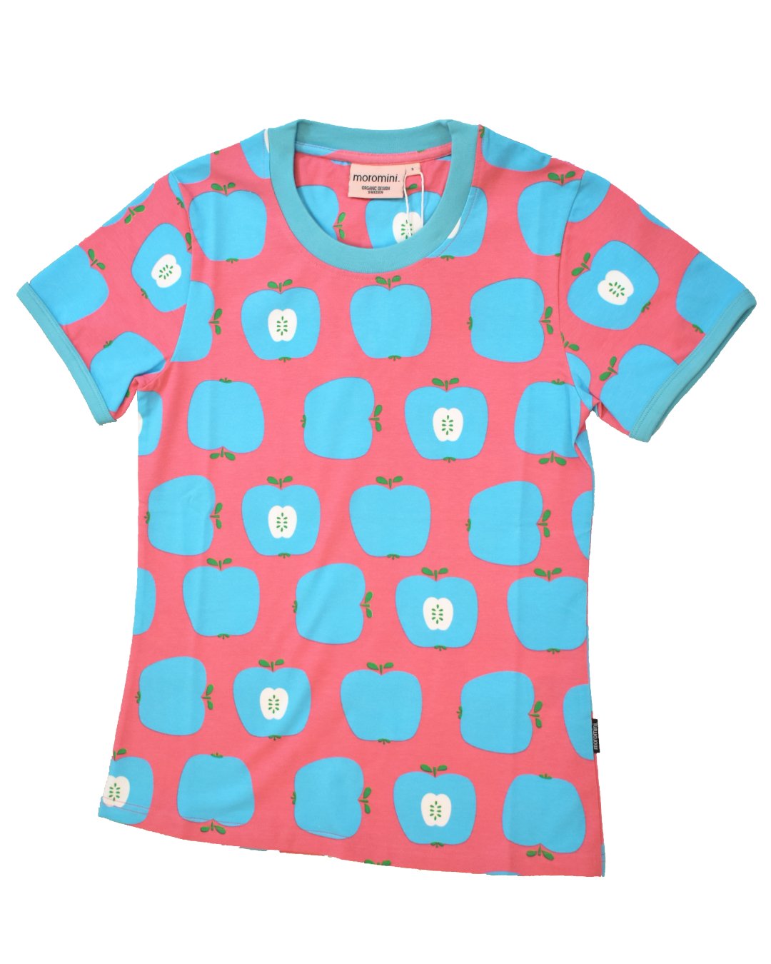 Damen T-Shirt in Pink mit hellblauen Äpfeln von moromini