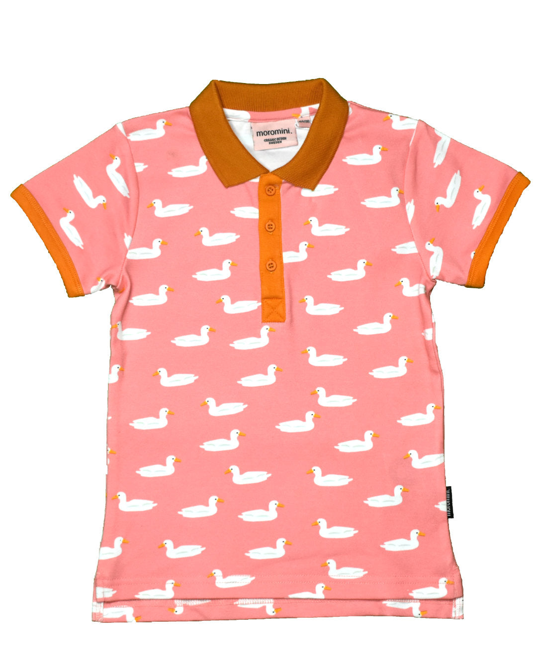 Polo T-Shirt in rosa mit weißen Enten aus Biobaumwolle von moromini für Kinder