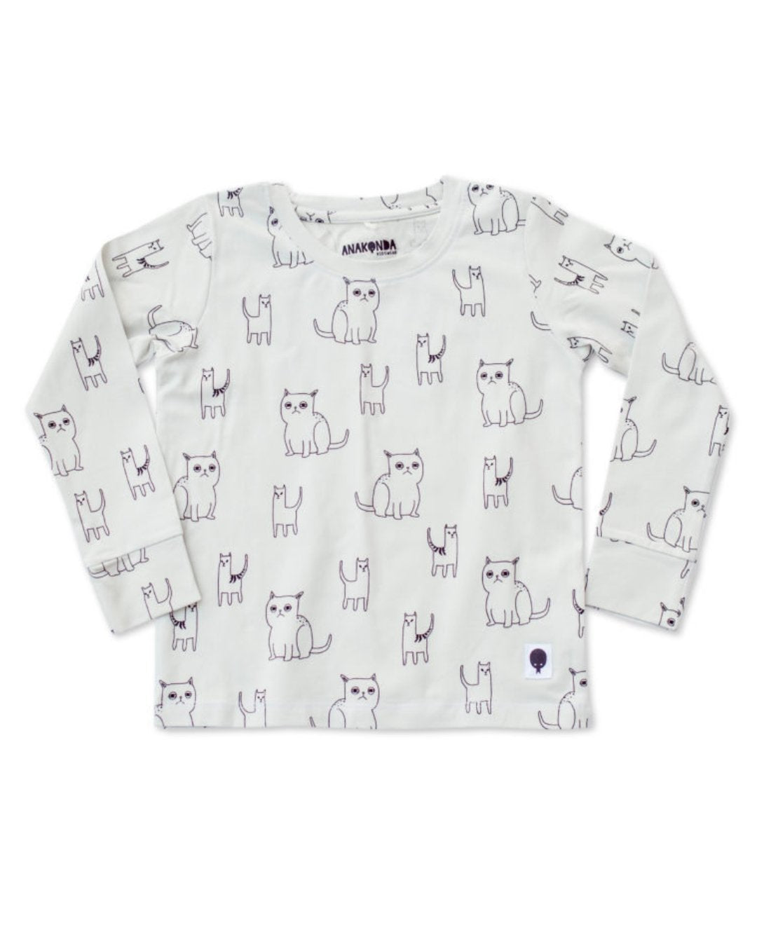 Shirt für Kinder mit Katzen Druck aus Biobaumwolle