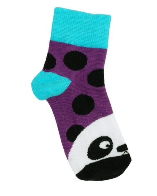 Kinder Socken in Lila mit weiß/schwarzen Panda von DUNS Sweden aus Biobaumwolle