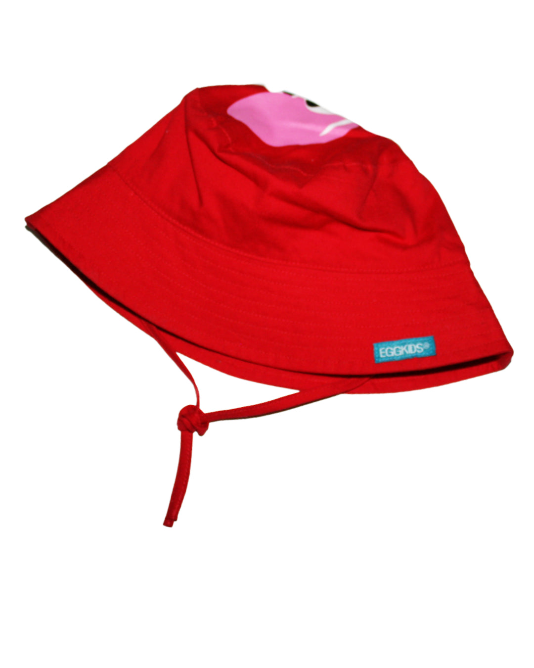 Roter Sommerhut für Kinder mit rosa Nilpferd