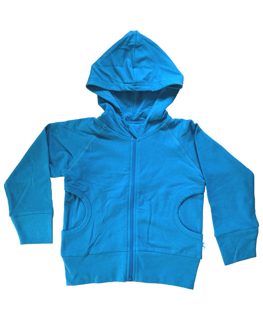 Blaue Hoody-Jacke aus Biobaumwolle für Kinder 