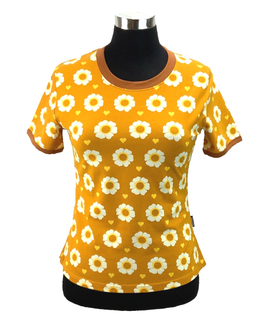 Bio Damenshirt senf mit Blumen von moromini
