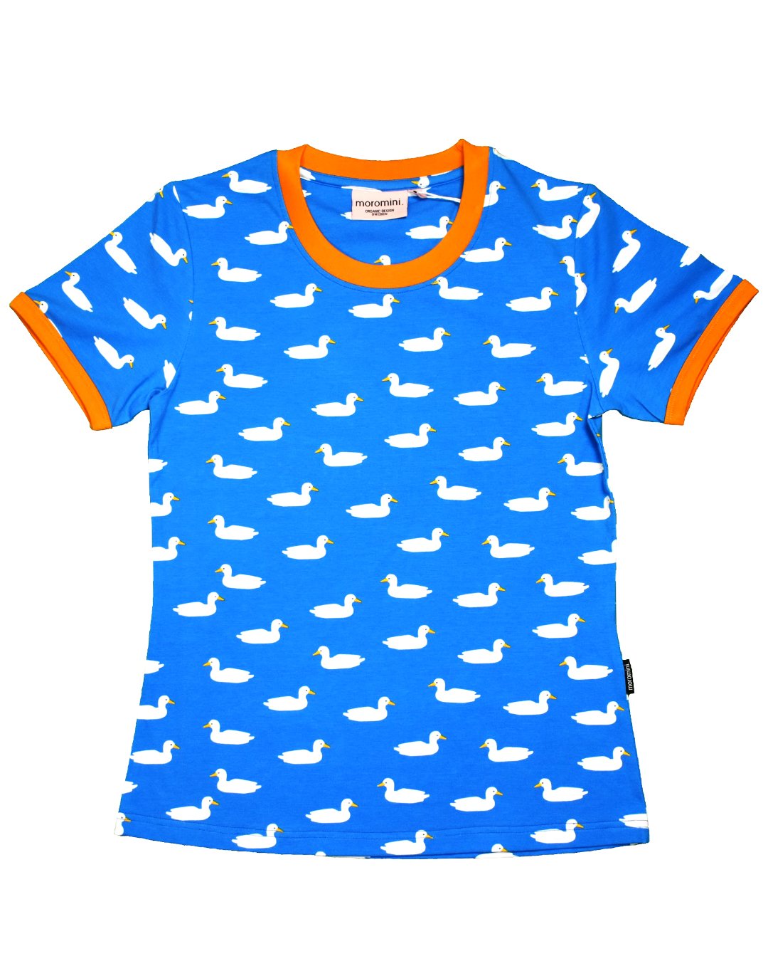 T-Shirt für Kinder in Blau mit weißen Enten aus Biobaumwolle von moromini