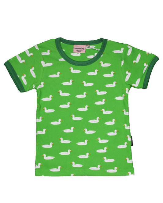 T-Shirt in grün mit weißen Enten für Kinder aus Biobaumwolle von momini