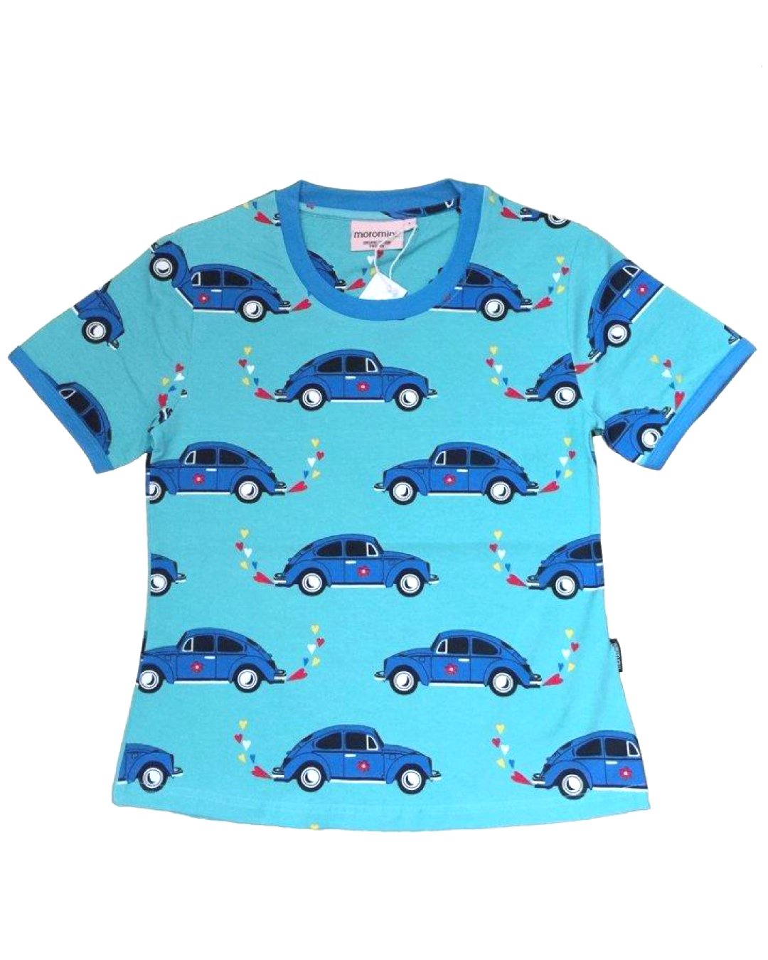 Damen T-Shirt in Hellblau mit BEETLE Autos aus Biobaumwolle von moromini