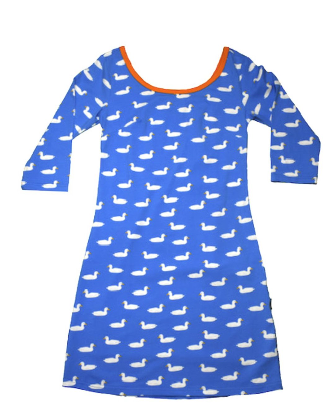 Blaues Damen Shirt-Kleid mit weißen Enten aus Biobaumwolle mit moromini
