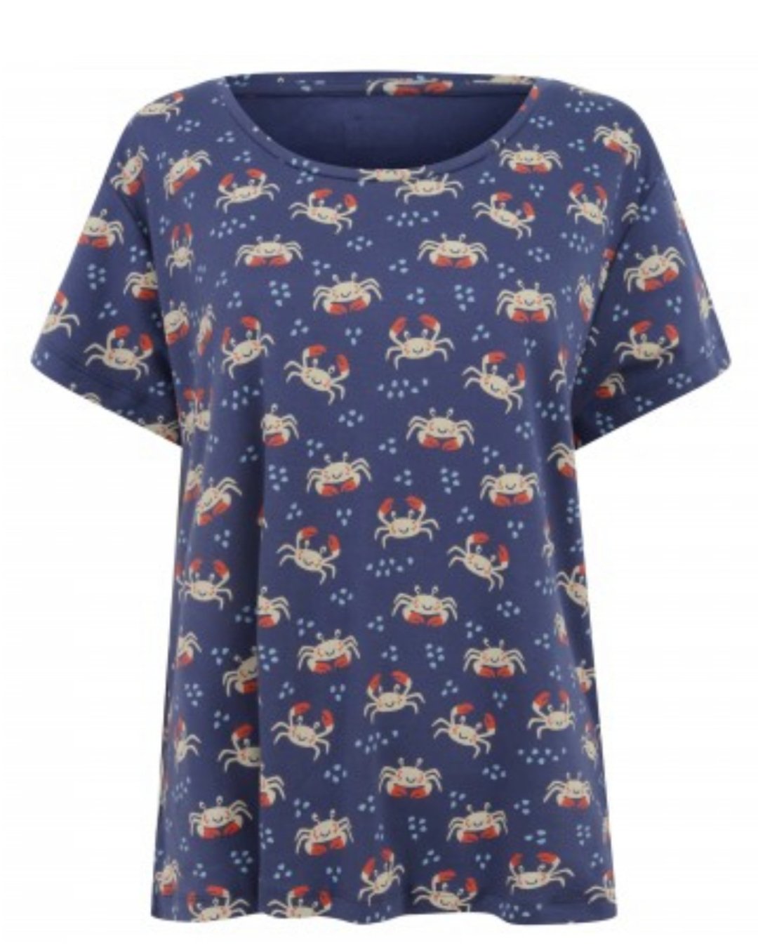 Blaues T-Shirt für Damen von piccalilly aus Biobaumwolle