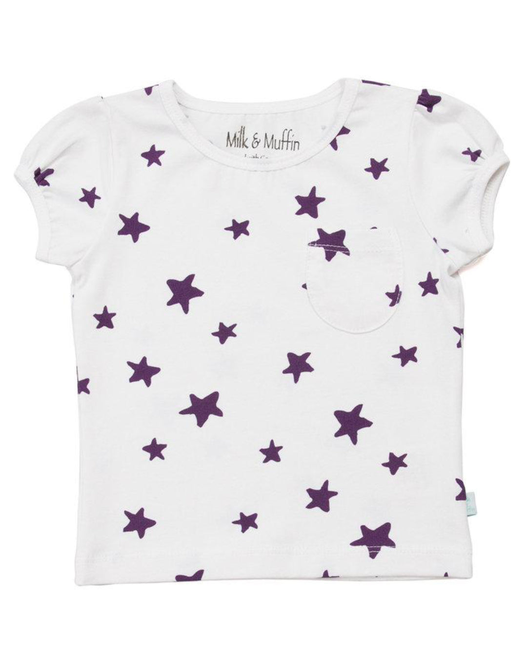 T-Shirt in weiß mit Lila Sternen